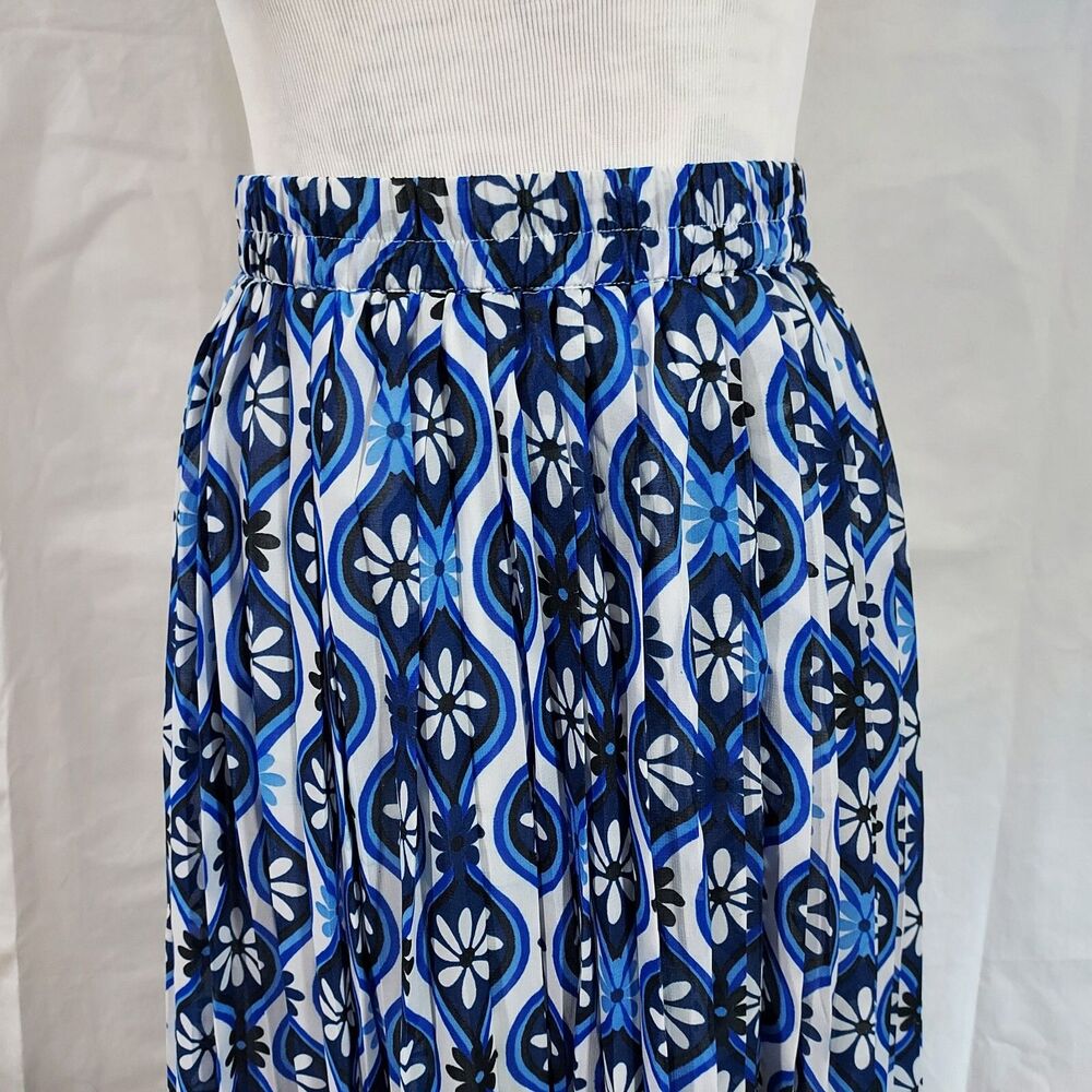 Her Destiny Chiffon Flowy Pleated Midi Skirt Size XL Feminine Elastic Waist - Picture 3 of 12